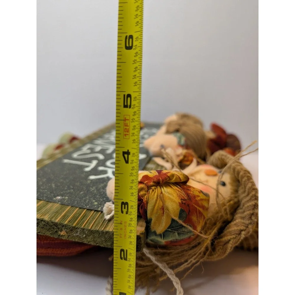 Bless Our Harvest Fall Wall Sign Scarecrow Doll Autumn Thanksgiving Decor